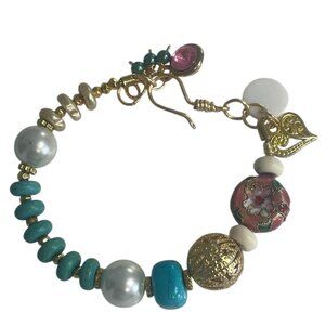 Spring Handmade Beaded Turquoise Dyed Howlite Bracelet